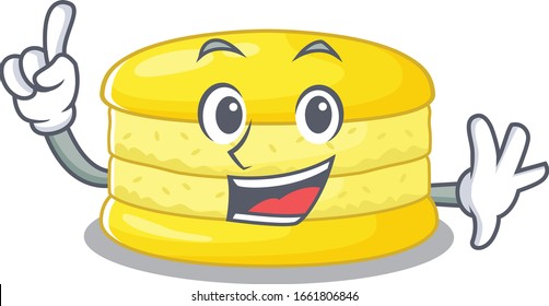mascot cartoon concept lemon macaron in One Finger gesture