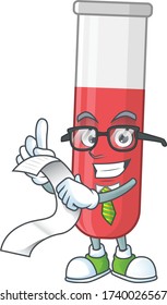 Mascot cartoon concept of red test tube with menu list