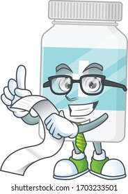 Mascot cartoon concept of supplement bottle with menu list