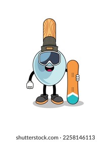 Mascot cartoon of cooking spoon snowboard player , character design