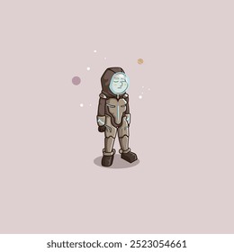 Mascot cartoon Cute human robot astronaut