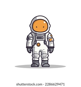 Mascot cartoon of cute space astronaut wear spacesuit and helmet. 2d character vector illustration in isolated background