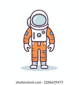 Mascot cartoon of cute space astronaut wear spacesuit and helmet. 2d character vector illustration in isolated background