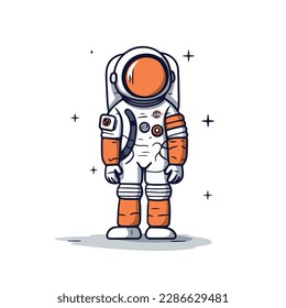 Mascot cartoon of cute space astronaut wear spacesuit and helmet. 2d character vector illustration in isolated background