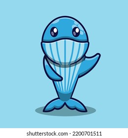 Mascot cartoon cute whale character Standing