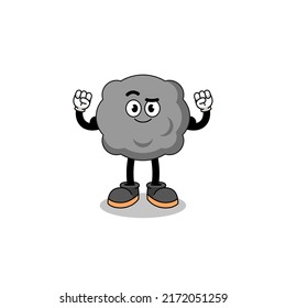 Mascot cartoon of dark cloud posing with muscle , character design