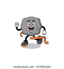 Caricatura en mascota de la nube oscura corriendo en la línea de meta , diseño de personajes