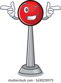 mascot cartoon design of antenna with Wink eye