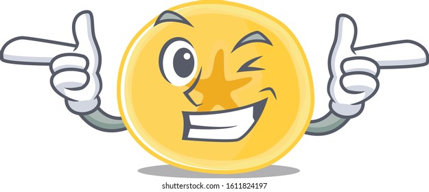 mascot cartoon design of banana chips with Wink eye