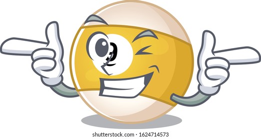 mascot cartoon design of billiard ball with Wink eye