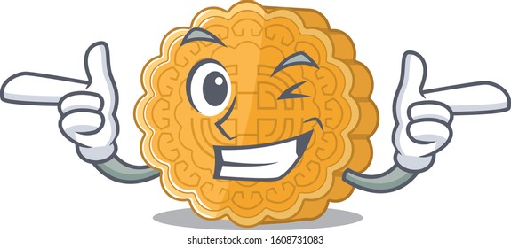 mascot cartoon design of chinese mooncake with Wink eye
