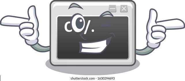mascot cartoon design of command window with Wink eye