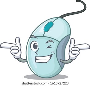 mascot cartoon design of computer mouse with Wink eye