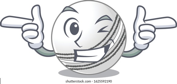 mascot cartoon design of cricket ball with Wink eye