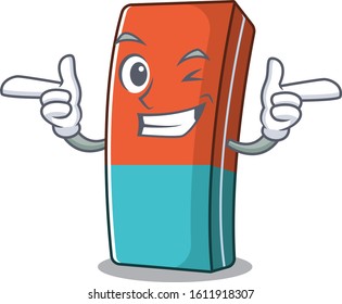 mascot cartoon design of eraser with Wink eye