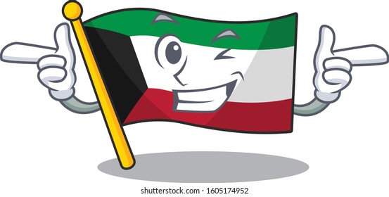 mascot cartoon design of flag kuwait with Wink eye