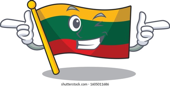 mascot cartoon design of flag lithuania with Wink eye
