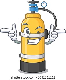 mascot cartoon design of oxygen cylinder with Wink eye