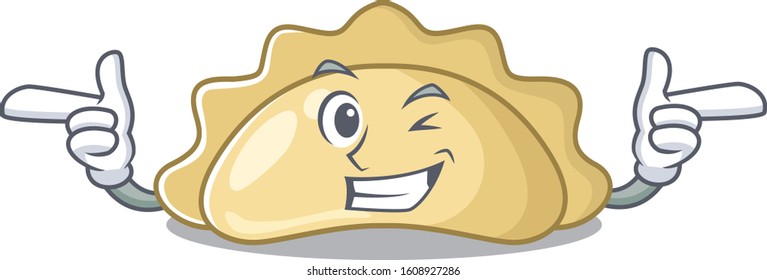 mascot cartoon design of pierogi with Wink eye