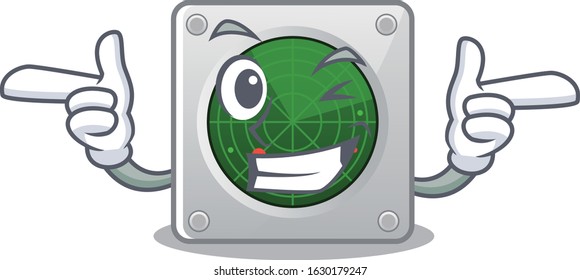 mascot cartoon design of radar with Wink eye
