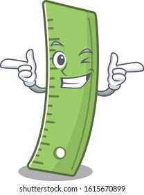 mascot cartoon design of ruler with Wink eye