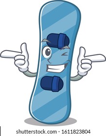 mascot cartoon design of snowboard with Wink eye