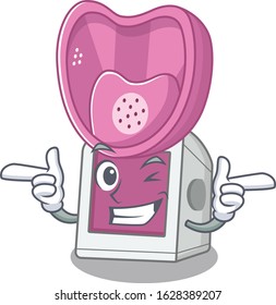 mascot cartoon design of steam inhaler with Wink eye