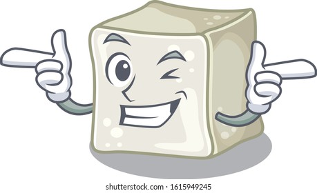 mascot cartoon design of sugar cube with Wink eye