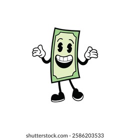 mascot Cartoon Dollar Bill Character with a Thumbs Up Gesture