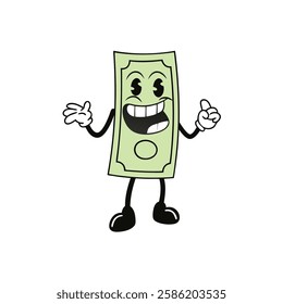 mascot Cartoon Dollar Bill Character with a Thumbs Up Gesture