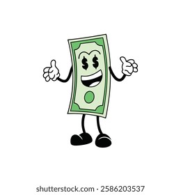 mascot Cartoon Dollar Bill Character with a Thumbs Up Gesture