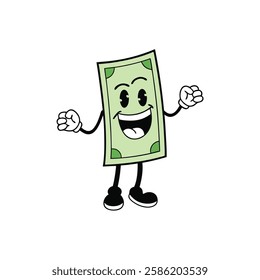 mascot Cartoon Dollar Bill Character with a Thumbs Up Gesture