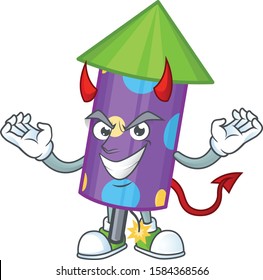 mascot cartoon of dot fireworks rocket on a Devil gesture design