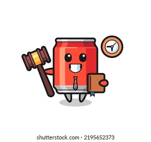 Mascot cartoon of drink can as a judge , cute style design for t shirt, sticker, logo element