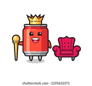 Mascot cartoon of drink can as a king , cute style design for t shirt, sticker, logo element