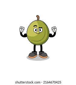 Mascot cartoon of durian fruit posing with muscle , character design
