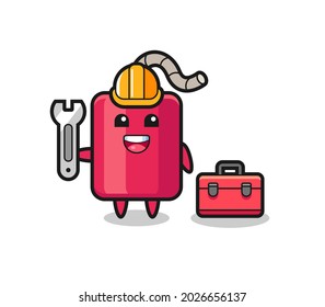 Mascot cartoon of dynamite as a mechanic , cute style design for t shirt, sticker, logo element