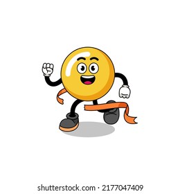 Mascot cartoon of egg yolk running on finish line , character design