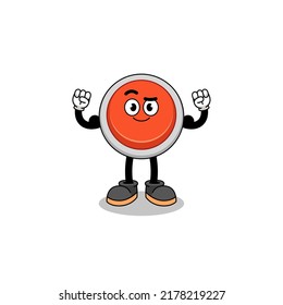 Mascot cartoon of emergency button posing with muscle , character design