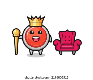 Mascot cartoon of emergency panic button as a king , cute design