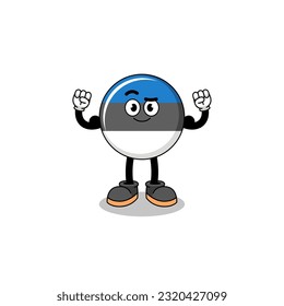 Mascot cartoon of estonia flag posing with muscle , character design