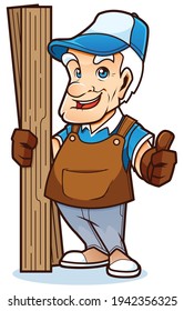 Mascot with cartoon experienced handyman ready to help.