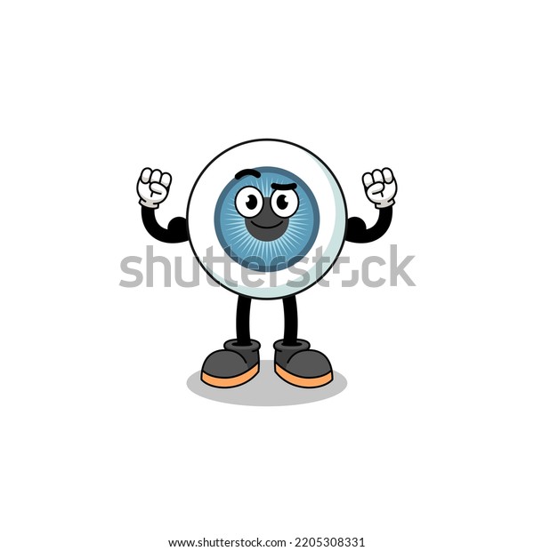 Mascot Cartoon Eyeball Posing Muscle Character Stock Vector (Royalty ...