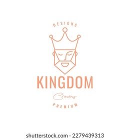 mascot cartoon face king kingdom crown smile line art logo design vector