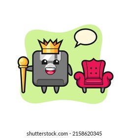 Mascot cartoon of floppy disk as a king , cute style design for t shirt, sticker, logo element
