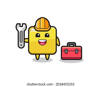 Mascot cartoon of folder as a mechanic , cute style design for t shirt, sticker, logo element