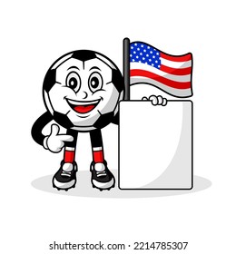 Mascot cartoon football america flag with banner