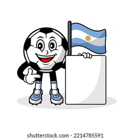Mascot cartoon football argentina flag with banner