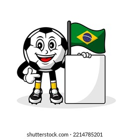 Mascot cartoon football brazil  flag with banner