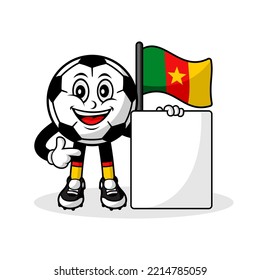 Mascot cartoon football cameroon flag with banner